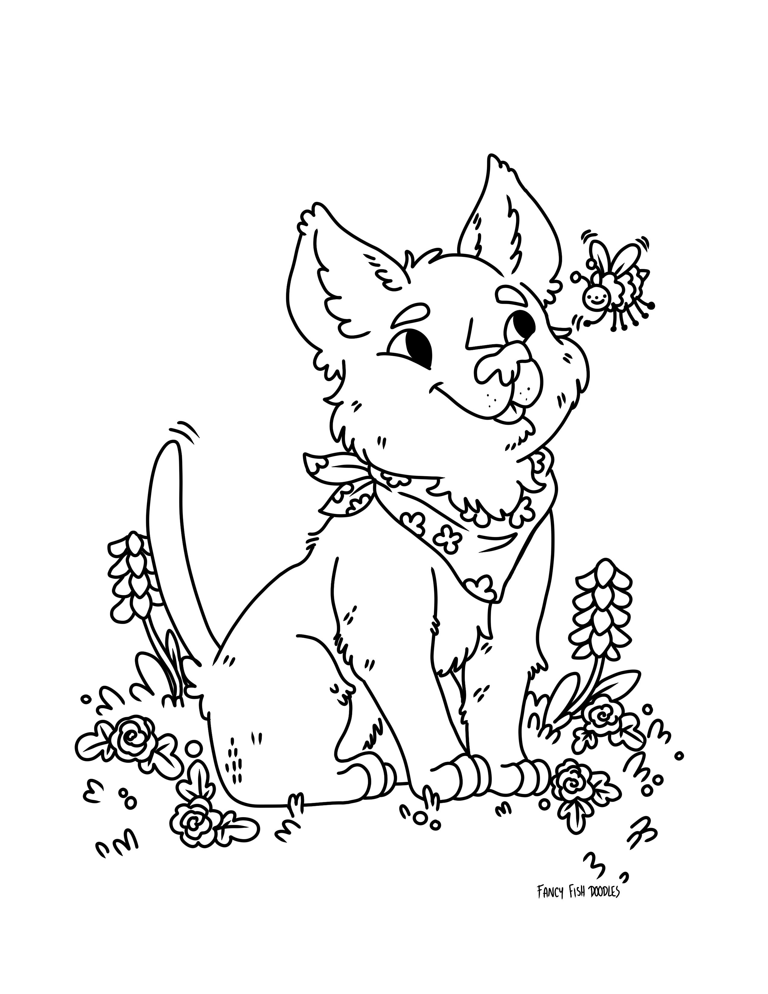 Rusty and a Bee coloring sheet